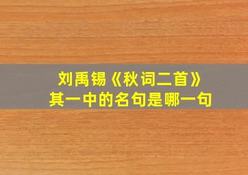 刘禹锡《秋词二首》其一中的名句是哪一句