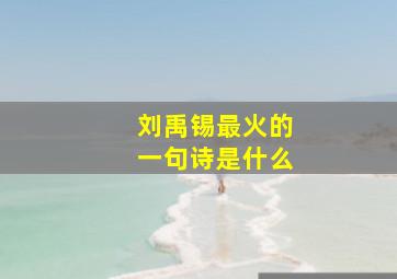 刘禹锡最火的一句诗是什么