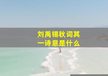 刘禹锡秋词其一诗意是什么