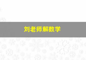 刘老师解数学