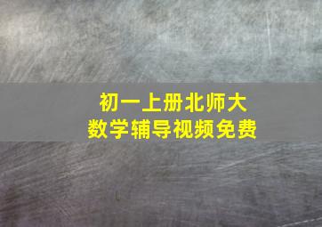 初一上册北师大数学辅导视频免费