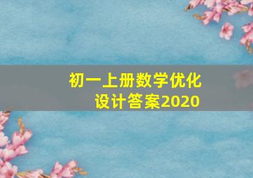 初一上册数学优化设计答案2020