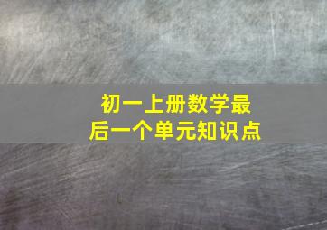 初一上册数学最后一个单元知识点