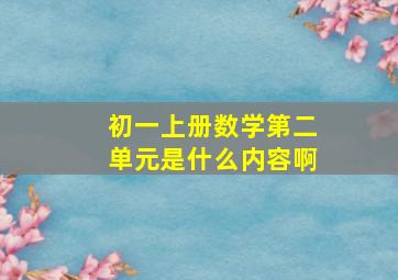 初一上册数学第二单元是什么内容啊