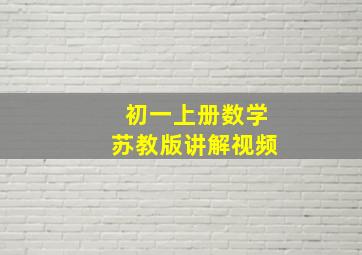 初一上册数学苏教版讲解视频