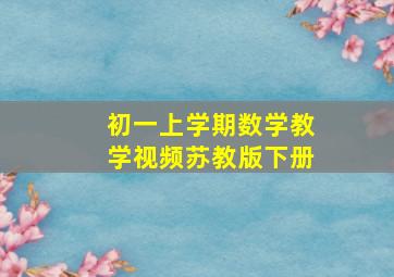 初一上学期数学教学视频苏教版下册