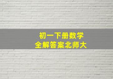 初一下册数学全解答案北师大