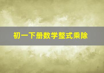 初一下册数学整式乘除