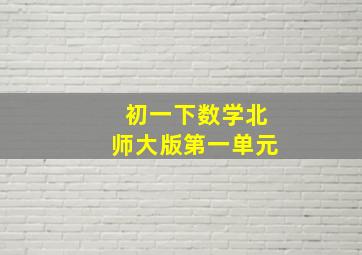 初一下数学北师大版第一单元