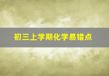 初三上学期化学易错点