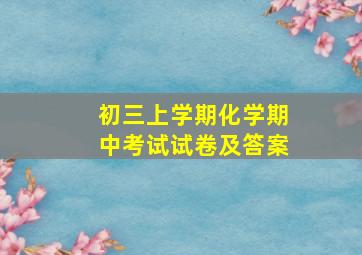 初三上学期化学期中考试试卷及答案