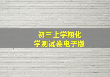 初三上学期化学测试卷电子版