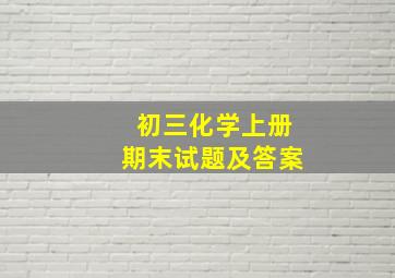 初三化学上册期末试题及答案