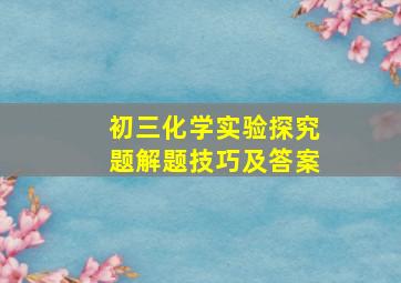 初三化学实验探究题解题技巧及答案