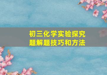 初三化学实验探究题解题技巧和方法