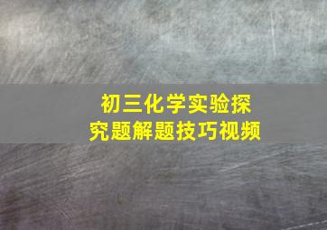 初三化学实验探究题解题技巧视频