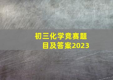 初三化学竞赛题目及答案2023