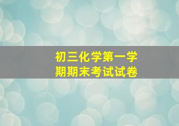 初三化学第一学期期末考试试卷