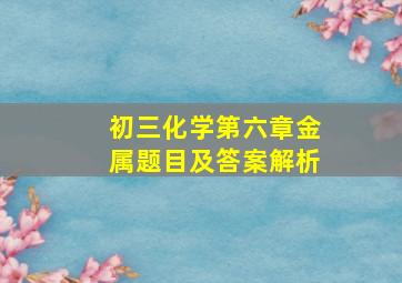 初三化学第六章金属题目及答案解析