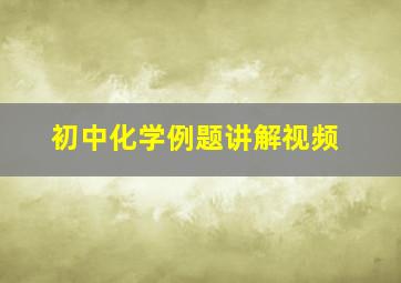 初中化学例题讲解视频