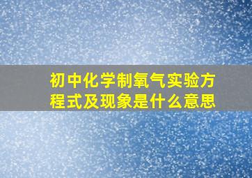 初中化学制氧气实验方程式及现象是什么意思