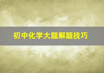 初中化学大题解题技巧