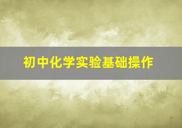 初中化学实验基础操作