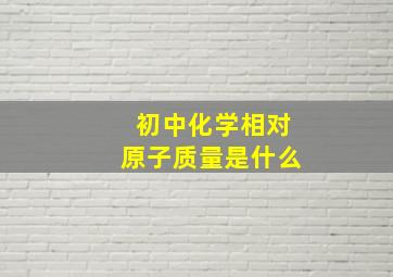 初中化学相对原子质量是什么