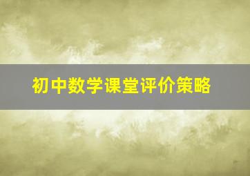 初中数学课堂评价策略