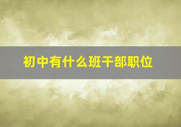 初中有什么班干部职位