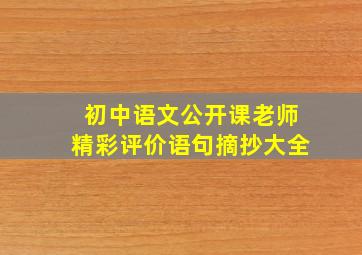 初中语文公开课老师精彩评价语句摘抄大全