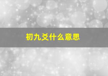 初九爻什么意思