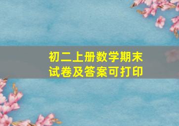 初二上册数学期末试卷及答案可打印