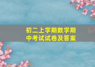 初二上学期数学期中考试试卷及答案