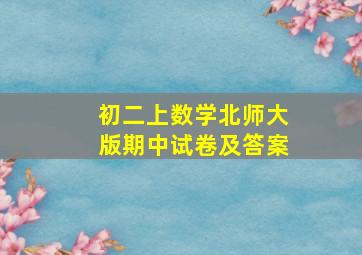 初二上数学北师大版期中试卷及答案