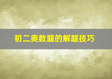 初二奥数题的解题技巧