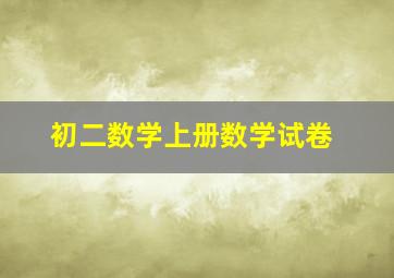 初二数学上册数学试卷