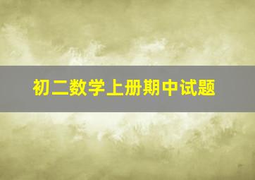 初二数学上册期中试题