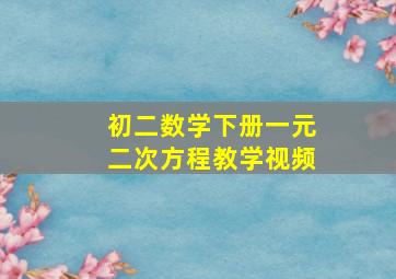 初二数学下册一元二次方程教学视频