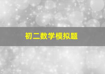 初二数学模拟题