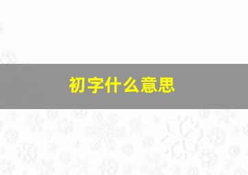 初字什么意思