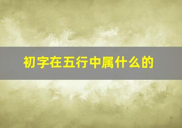 初字在五行中属什么的