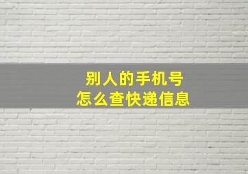 别人的手机号怎么查快递信息