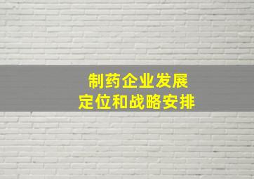 制药企业发展定位和战略安排