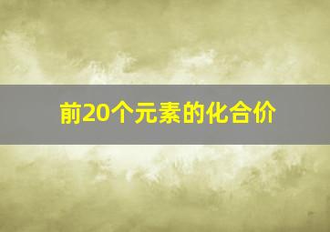 前20个元素的化合价