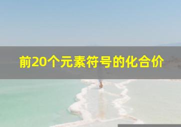 前20个元素符号的化合价