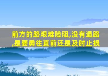 前方的路艰难险阻,没有退路,是要勇往直前还是及时止损