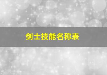 剑士技能名称表