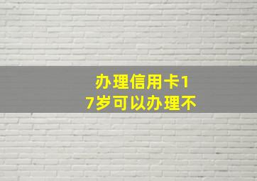 办理信用卡17岁可以办理不