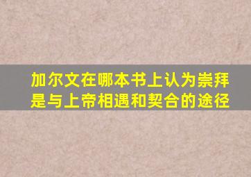 加尔文在哪本书上认为崇拜是与上帝相遇和契合的途径